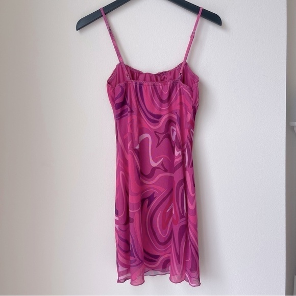 Princess Polly Rosey Pink Retro Slim Fitting Mesh Lace Mini Dress Size 6 - Picture 3 of 9